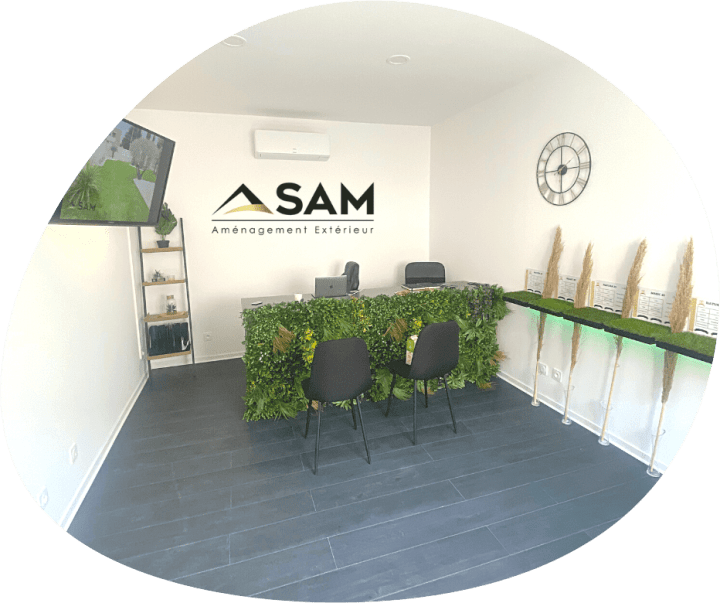 amenagement exterieur gazon bureau oval